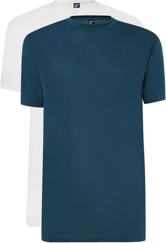 ALAN RED T-shirts Virginia (2-pack) - O-hals - wit en denim blauw