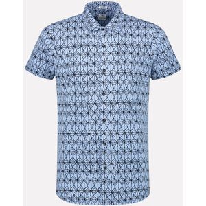 Dstrezzed Korte Mouw Overhemd Print Lichtblauw