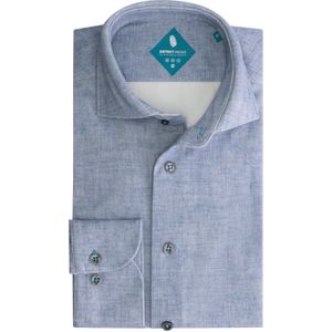 District Indigo Overhemd Pique Performance Mel. Light Blue