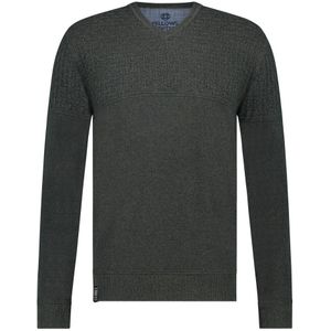 Fellows United Pullover V-neck Structure Knit Dark Green