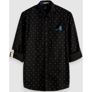 Scotch & Soda Overhemd Regular Fit Print Zwart