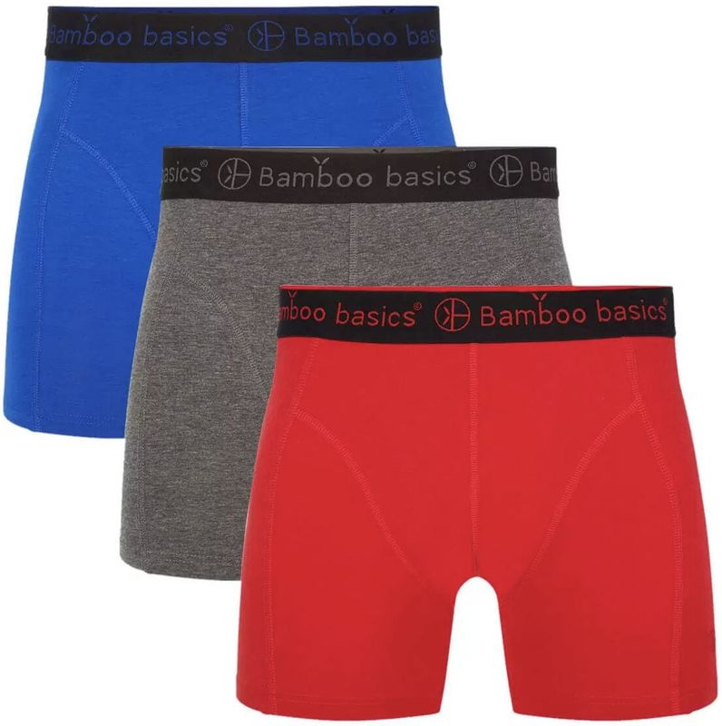 Bamboo Basics Boxershorts 3pack Bamboo Grey/Blue/Red