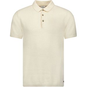 No Excess Pullover Short Sleeve Polo Solid Relief Knit Cream