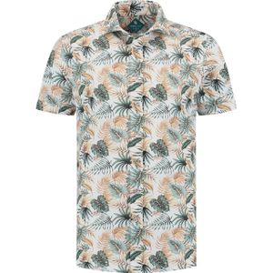 District Indigo Korte Mouw Overhemd Pique Performance Print Blauw