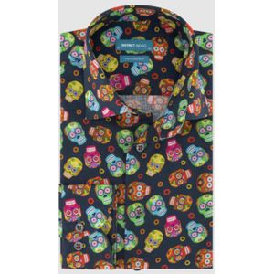 District Indigo Overhemd Print Multicolor