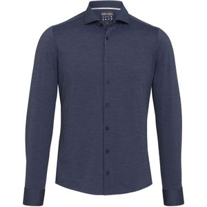 Pure Shirts Overhemd Lange Mouw Functional Fit Uni Donkerblauw