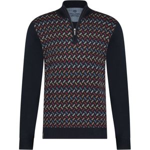 Fellows United Fellows United Pullover Half Zip Jaquard Rectangles Bordeaux