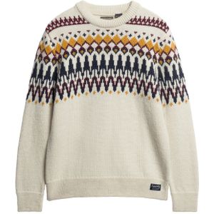 Superdry FAIRISLE KNIT CREW JUMPER Ecru Multi