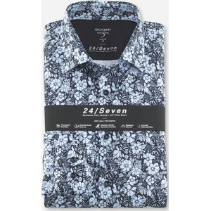 Olymp Overhemd Level Five Body Fit Print Blauw