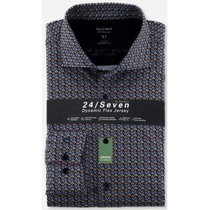 Olymp Overhemd Luxor 24/Seven Modern Fit Print Blauw