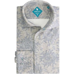 District Indigo Overhemd Pique Performance Print Light Grey