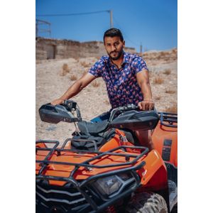 A Fish Named Fred Korte Mouw Overhemd Katoen/Linnen Palm Trees Cobalt