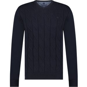 Fellows United Fellows United Pullover V-Neck Rough Cable Navy