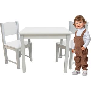 Maxx Kidz Kindertafel - Met 2 Stoeltjes - Speeltafel - Wit - Hout