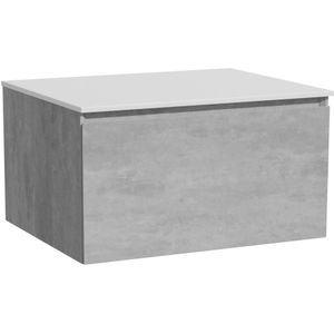 Storke Edge zwevend badkamermeubel 65 x 52 cm beton donkergrijs met Tavola enkel tablet in solid surface