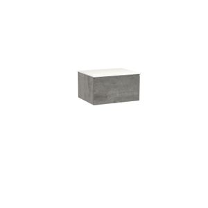 Storke Edge zwevend badkamermeubel 65 x 52 cm beton donkergrijs met Tavola enkel tablet in solid surface