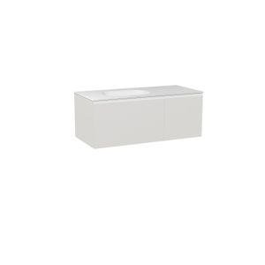 Balmani Idra zwevend badkamermeubel 120 x 55 cm mat wit met Tablo Oval asymmetrisch linkse wastafel in solid surface