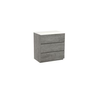 Storke Edge staand badkamermeubel 75 x 52 cm beton donkergrijs met Tavola enkel tablet in solid surface