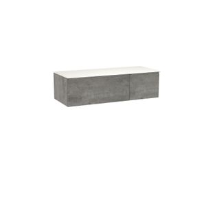 Storke Edge zwevend badkamermeubel 130 x 52 cm beton donkergrijs met Tavola enkel of dubbel tablet in solid surface