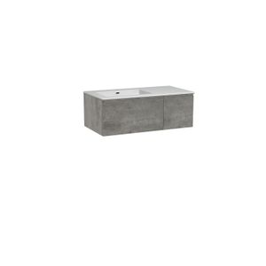 Storke Edge zwevend badkamermeubel 100 x 52 cm beton donkergrijs met Diva asymmetrisch linkse wastafel in composietmarmer