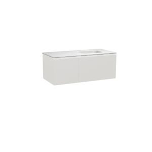 Balmani Idra zwevend badkamermeubel 120 x 55 cm mat wit met Tablo Arcato asymmetrisch rechtse wastafel in solid surface