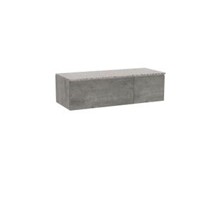 Storke Edge zwevend badkamermeubel 130 x 52 cm beton donkergrijs met Tavola enkel of dubbel tablet in mat wit/zwart terrazzo