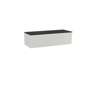 Storke Edge zwevend badkamermeubel 130 x 52 cm mat wit met Panton enkel of dubbel tablet in mat zwarte gepoedercoate mdf