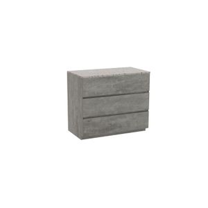 Storke Edge staand badkamermeubel 95 x 52 cm beton donkergrijs met Tavola enkel tablet in mat wit/zwart terrazzo