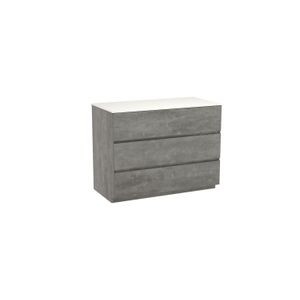 Storke Edge staand badkamermeubel 105 x 52 cm beton donkergrijs met Tavola enkel tablet in solid surface