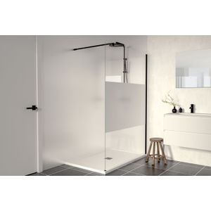 Linie Walk-In inloopdouche 120 x 200 cm helder glas met matte strook mat zwart profiel