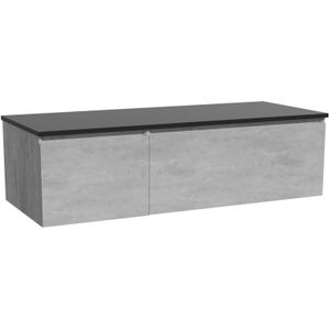 Storke Edge zwevend badkamermeubel 130 x 52 cm beton donkergrijs met Panton enkel of dubbel tablet in gepoedercoate mdf mat zwart