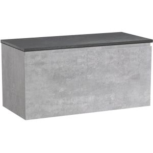 Linie Lado zwevend  100 x 46 cm beton donkergrijs met Lado enkel of dubbel tablet in melamine