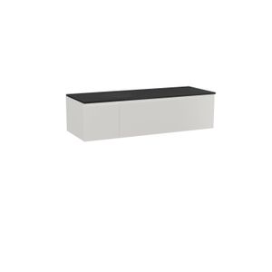 Storke Edge zwevend badkamermeubel 140 x 52 cm glanzend wit met Panton enkel of dubbel tablet in mat zwarte gepoedercoate mdf