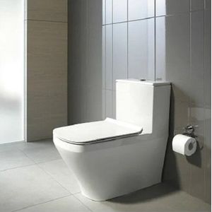 Duravit Durastyle staand toilet glanzend wit met spoelrand, inclusief installatieset met S-vorm aansluiting, kraantje en flexibel