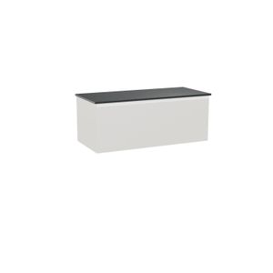 Balmani Idra zwevend badkamermeubel 120 x 55 cm mat wit met Stretto enkel tablet in graniet zwart