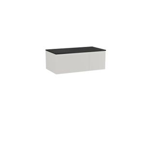 Storke Edge zwevend badkamermeubel 100 x 52 cm mat wit met Panton enkel tablet in mat zwarte gepoedercoate mdf