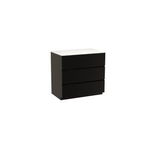 Storke Edge staand badkamermeubel 85 x 52 cm mat zwart met Tavola enkel tablet in solid surface