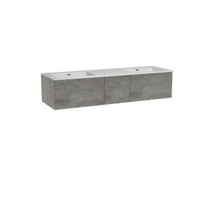 Storke Edge zwevend badkamermeubel 165 x 52 cm beton donkergrijs met Diva dubbele wastafel in composietmarmer