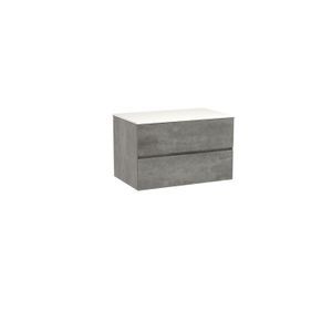 Storke Edge zwevend badkamermeubel 85 x 52 cm beton donkergrijs met Tavola enkel tablet in solid surface