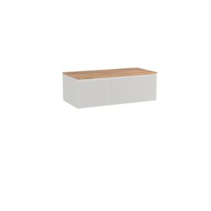 Storke Edge zwevend badkamermeubel 110 x 52 cm mat wit met Panton enkele wastafel in ruwe eiken melamine