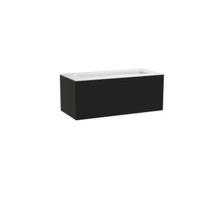 Balmani Idra zwevend badkamermeubel 120 x 55 cm mat zwart met Tablo Arcato enkele wastafel voor 2 kraangaten in solid surface