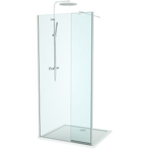 Linie Twist inloopdouche met beweegbare zijwand 100 x 200 cm helder glas glanzend chroom profiel