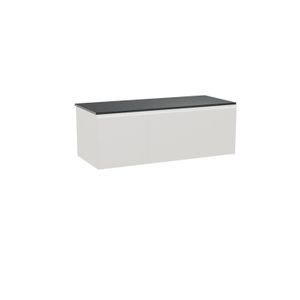 Balmani Idra zwevend badkamermeubel 135 x 55 cm mat wit met Stretto enkel of dubbel tablet in graniet