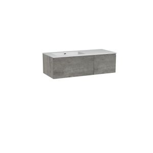 Storke Edge zwevend badkamermeubel 120 x 52 cm beton donkergrijs met Diva asymmetrisch linkse wastafel in composietmarmer