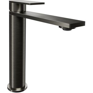 Blaufoss Fenix verhoogde wastafelkraan brushed gunmetal