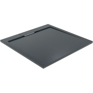 Balmani Indus douchebak 90 x 90 cm composietmarmer grafietgrijs leisteenstructuur