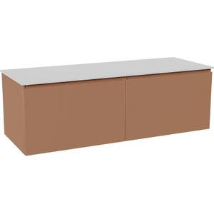 Balmani Sfera zwevend badkamermeubel 150 x 55 cm cotto met Stretto enkel of dubbel tablet in solid surface