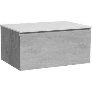 Storke Edge zwevend badkamermeubel 75 x 52 cm beton donkergrijs met Tavola enkel tablet in solid surface