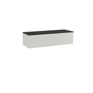 Storke Edge zwevend badkamermeubel 140 x 52 cm mat wit met Panton enkel of dubbel tablet in mat zwarte gepoedercoate mdf