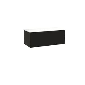 Balmani Idra zwevend badkamermeubel 120 x 55 cm mat zwart met Stretto enkel of dubbel tablet in solid surface